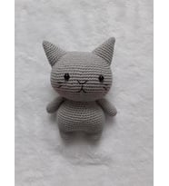 Gri Miniş Pisi Uyku Arkadaşı Amigurumi Organik Oyuncak