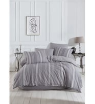 Italian Style Naturel Çift Kişilik Nevresim Takımı Krem (Antrasit)