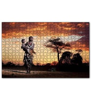 Cakapuzzle Günbatımında Bulut Çocuğu Bir Afrika Kadını Puzzle Yapboz MDF (Ahşap) (120 Parça)