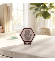 Modern ve butik Hamsa masaüstü objesi, çalışma alanınıza özgünlük katan şık ve estetik bir tasarım parçası 10x10 cm, Yavru Ağzı