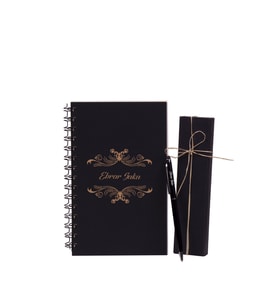 Mat Siyah İsme Özel Kraft Defter-Kalem Seti / Doğum Günü Hediye Seti