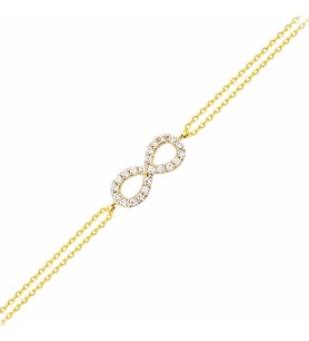 Altın Zincir Sonsuzluk Bileklik 14K Gold (Çok Renkli)