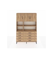 Arges Gardrop 8 Raflı 8 Çekmeceli 3 Kapaklı 132x30x195 Çam-Çam