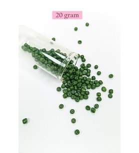 Dökme Cam Kum Boncuk Büyük Boy (6/0) 4 mm - 20 Gram - Koyu Yeşil - BNC076