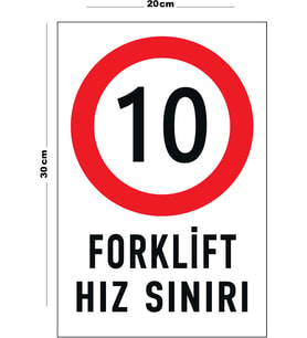 Metal Forklift Hız Sınırı 20cm x 30cm A4 Büyüklüğünde Uyarı Levhası Yönlendirme Tabelası