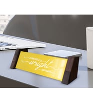 BK Gift Kişiye Özel İsimli Ahşap Ayaklı Sarı Akrilik Masa İsimliği, Ofis Dekoru, Mesleki Hediye, Ofis Hediyeleri-2
