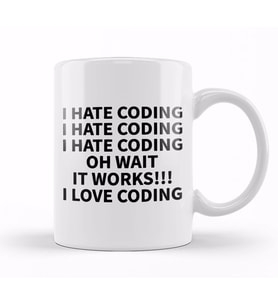 Programmer Coding Hate Love Humor Gift Kupa Bardak Porselen