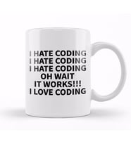 Programmer Coding Hate Love Humor Gift Kupa Bardak Porselen