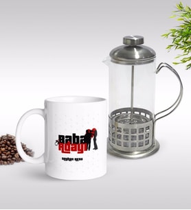 BK Gift Kişiye Özel Baba Adayı Tasarımlı Kupa & French Press Seti-3 (Model 1)