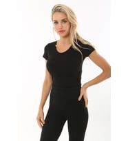 Kadın Basic Crop V Yaka Kaşkorse T-shirt