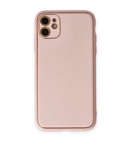 Apple İphone 12 Kılıf Coco Deri Silikon Kapak - Pudra