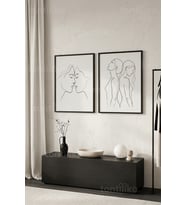 Minimalist Çizgi Sanatı 2'li Ahşap Çerçeveli Tablo Seti
