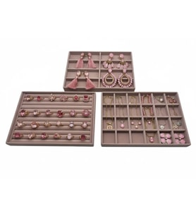 Bern Model Süet Kumaş Pembe Renk 34/24 cm 3 Lü TakımTakı Sergileme Standı