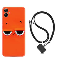 Samsung Galaxy A04E Kılıf Resimli Boyun Askılı İpli Desenli Silikon Series Orange 1830
