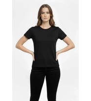 pilelistore- T-Shirt Bisiklet Yaka Slim Fit Likralı Tişört Günlük Basic Body - Siyah