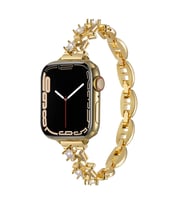 Apple Watch Ultra 49mm Uyumlu Kordon Metal Şık Luxury Tasarım Zore KRD-104 Kayış (Gold)