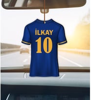 Kişiye Özel Futbol Formalı Hediye Ahşap Araba Dikiz Ayna Süsü