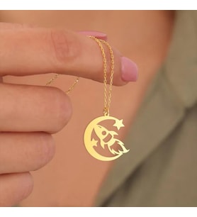 Kişiye Özel 925 Ayar Gümüş Tasarım Uzay Mekiği Kolye (Gold)