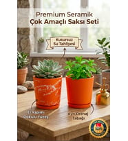 2’li Seramik Saksı (Kalemlik,Fırçalık,Masa Organizeri ) / Modern Dekoratif El Yapımı Tasarım