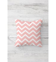 Pembe Beyaz Zigzag Desen Çift Tarafı Baskılı Gizli Fermuarlı Yastık Kılıfı Kırlent Yastık Kılıfı (Pudra)