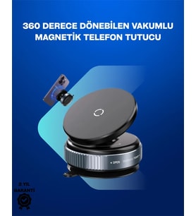 Güçlü Manyetik Tutuşlu 360° Döner Araç Telefon Tutucu – Vakumlu Montajlı