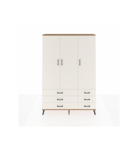 Arges Gardrop 5 Raflı 6 Çekmeceli Tek Askılı 132x30x195 Çam-Aytaşı