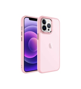 Apple iPhone 13 Pro Uyumlu Kılıf Buzlu Sert PC Zore May Kapak (Açık Pembe)
