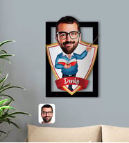 BK Gift Kişiye Özel İsimli Erkek Öğretmen Karikatürlü 3D Ahşap Tablo-2
