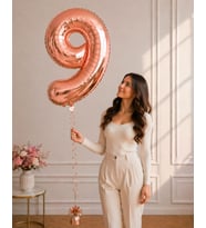 9 Rakamlı Rose Gold 100 cm Helyum Balon
