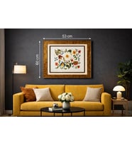 Çerçeveli %100 El Yapımı Beyaz Çiçek Desenli Nakış El Sanatı Tablo (60x53cm)