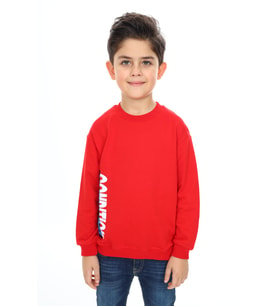 Toontoy Erkek Çocuk Ön ve Arka  Baskılı Sweatshirt (Kırmızı)