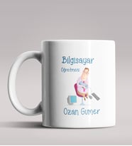 Kişiye Özel Bilgisayar Öğretmeni Tasarımlı Beyaz Renk Kupa