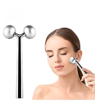 Metal Yüz Masaj Aleti Face Yoga Guasha 3D Roller Graston Aparatı Gri Renk