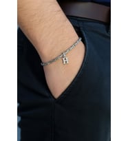 925 Ayar Gümüş 2 mm Harfli Kare Kral Bileklik
