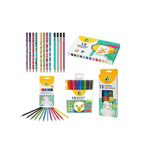 Boya Seti 12 Li Kuru - Sulu - Pastel- Keçeli Boya - Kurşun Kalem Set