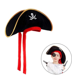 Çocuk Boy Kadife Jack Sparrow Denizci Korsan Şapkası 45x16 cm