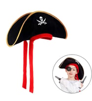 Çocuk Boy Kadife Jack Sparrow Denizci Korsan Şapkası 45x16 cm
