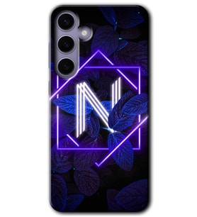Galaxy S24 Kılıf HD Desen Baskılı Kılıf - Dark Neon Yaprak N Harfi