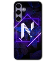 Galaxy S24 Kılıf HD Desen Baskılı Kılıf - Dark Neon Yaprak N Harfi