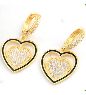 ?Gümüş Gold Sallantılı Kalp Kadın Küpe
