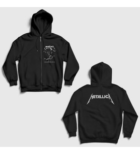 Presmono Unisex Siyah Master Of Puppets V3 Metallica Sırt Baskılı Fermuarlı Kapüşonlu Sweatshirt 523220tt
