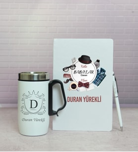 Babalar Günün Kutlu Olsun Beyaz Defter Kalem Termos Mug Seti HC3703