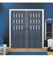 Faran Dekorasyon 230 x 230 Antrasit Renk Camlı Çift Açılım Pvc Akordiyon Katlanır Kapı FRNAKMODEL-232