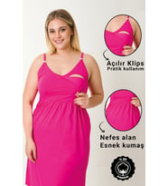 HAMİLE LOHUSA GECELİĞİ İP ASKILI FUŞYA