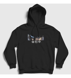 Presmono Unisex Beyaz Arise Sung Jinwoo Solo Leveling Kapüşonlu Sweatshirt 434650tt (Siyah)