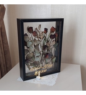 Ledli İsimli 30x40 cm SİYAH Çift Yönlü Anı Çerçevesi! Gül Kutusu Şeffaf Gül Kutusu