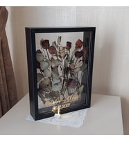 Ledli İsimli 30x40 cm SİYAH Çift Yönlü Anı Çerçevesi! Gül Kutusu Şeffaf Gül Kutusu