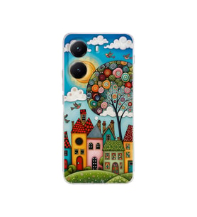 PrintiFy Poco X7 Pro ile Uyumlu Düşlerin Dansı Serisi Gökyüzü Şehri Tasarımlı Uv Baskılı Köşe Korumalı Antişok Kılıf