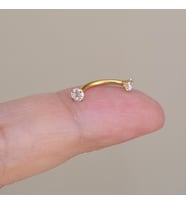 Cerrahi Çelik Küçük Taşlı Göbek Piercingi Gold Renk Minimal Ürün (Çok Renkli)