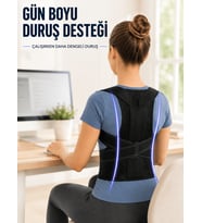 Dik Durmaya Yardımcı Sırt Korsesi Nefes Alan Fileli Ayarlanabilir Bel ve Omuz Desteği